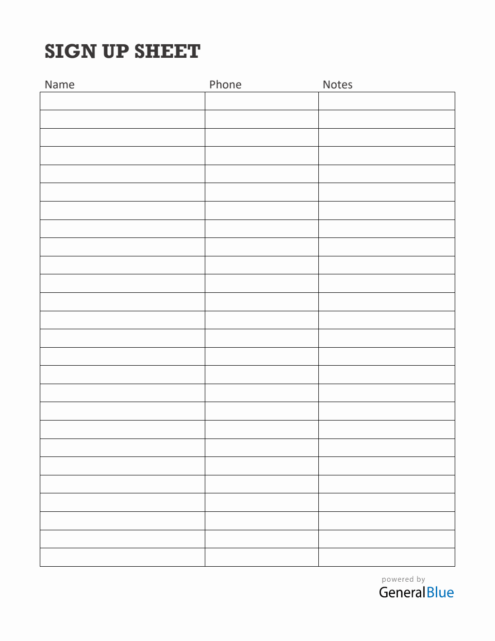 Free Printable Sign Up Sheet Template Word