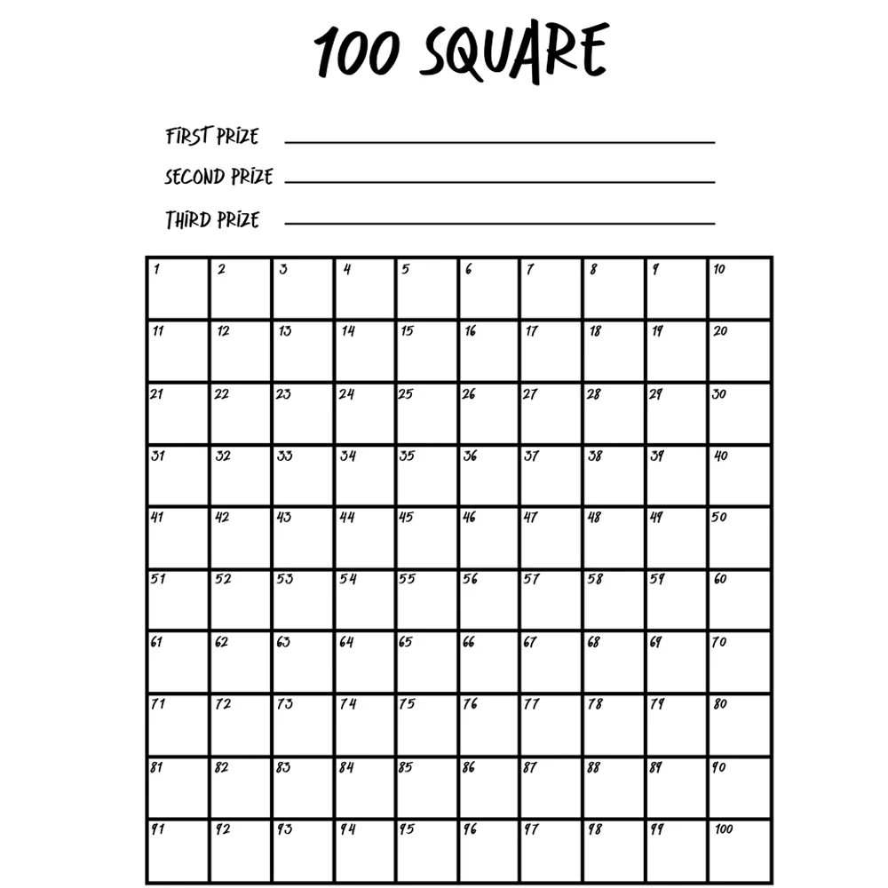 Fundraising 100 Square Grid Poster A3 Party Packs