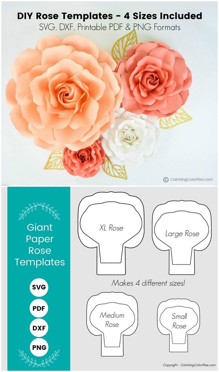 Giant Paper Rose Tutorial And Flower Templates SVG DXF And