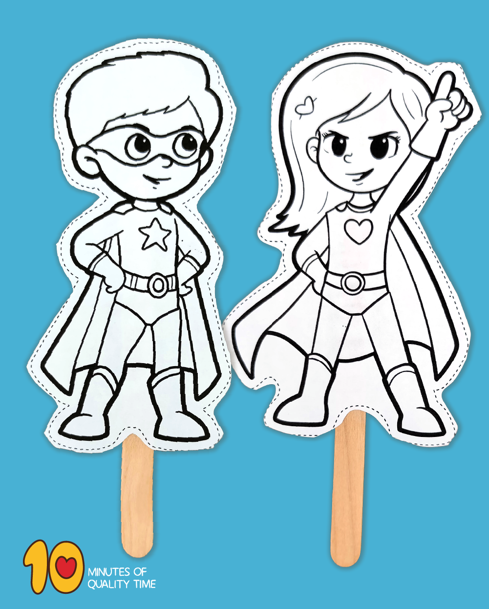 Printable Superhero Puppet Template