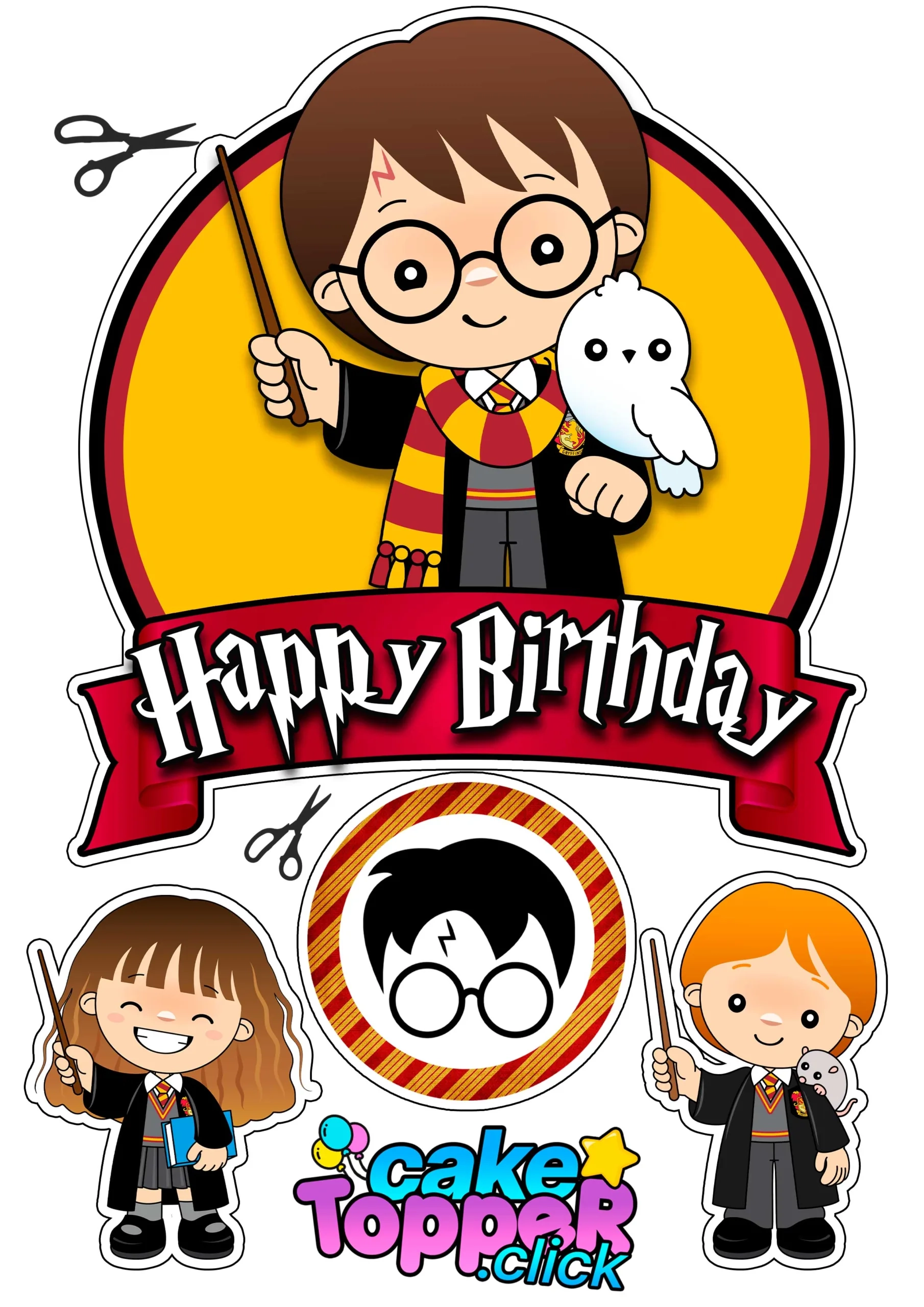 harry potter happy birthday cake topper printable