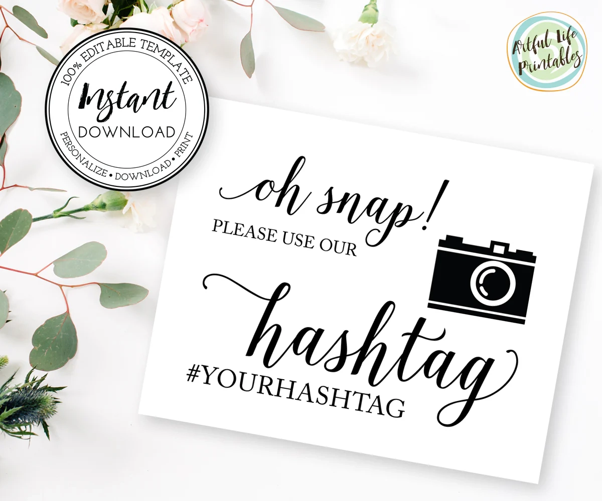 Hashtag Wedding Sign Template Oh Snap Wedding Hashtag Sign Hashtag Wedding Sign Template Oh Snap Wedding Hashtag Sign