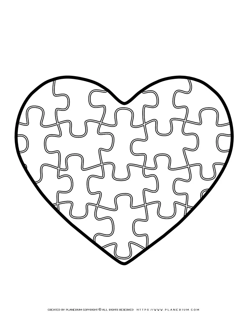 Heart Puzzle Template Planerium Worksheets Library