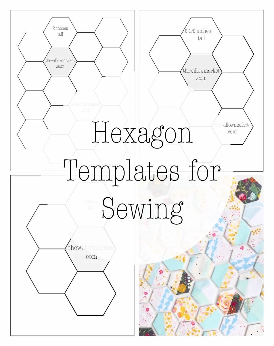 Hexagon Templates For Sewing A Hexie Quilt 2 Inch 2 1 2 Inch 