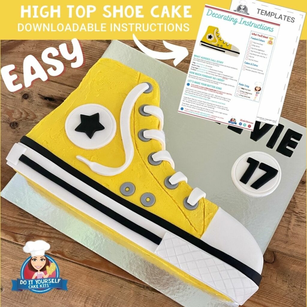 High Top Shoes Cake Printable Template Decorating Tutorial