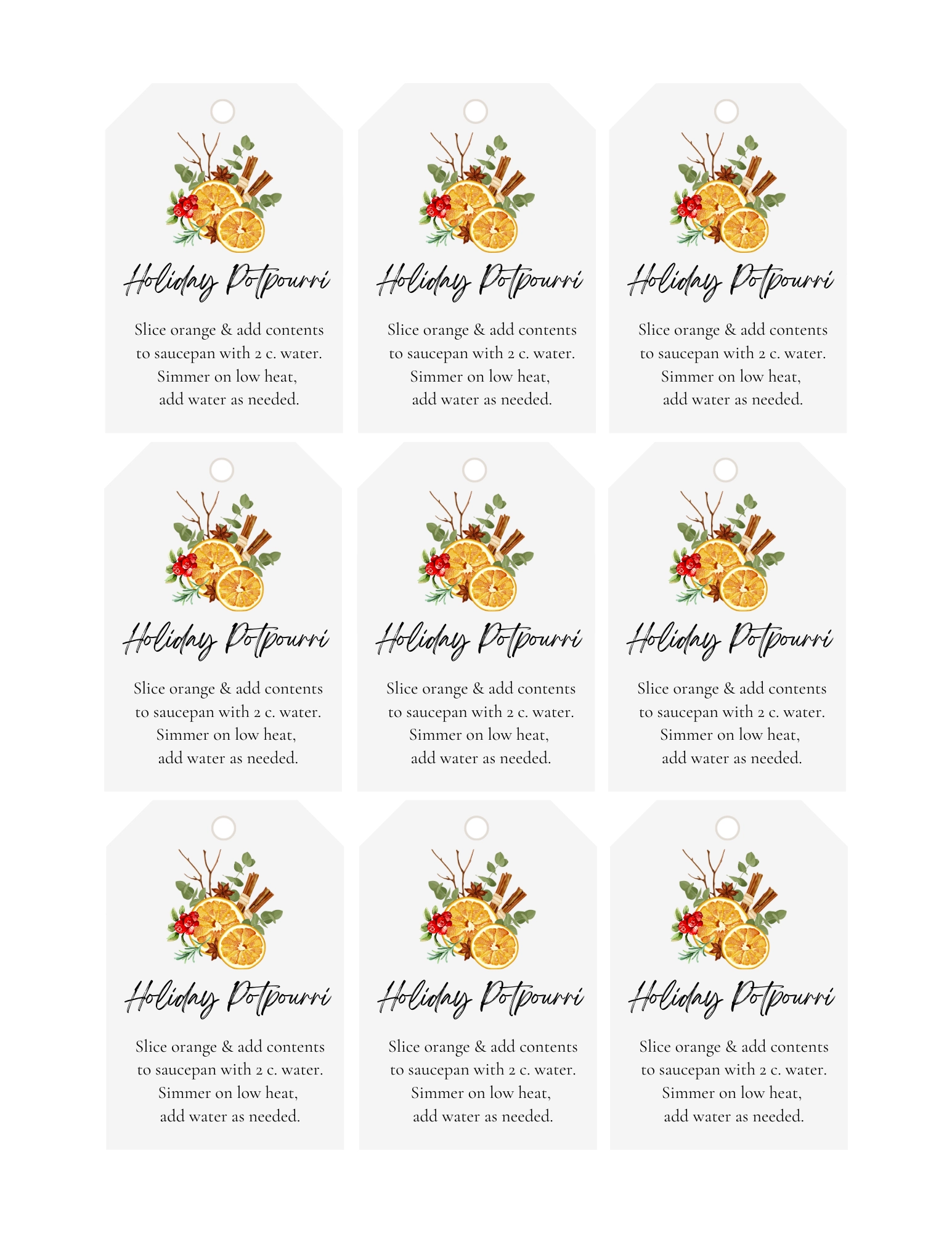 Holiday Simmer Pot Recipe With Printable Gift Tags Ellison Made