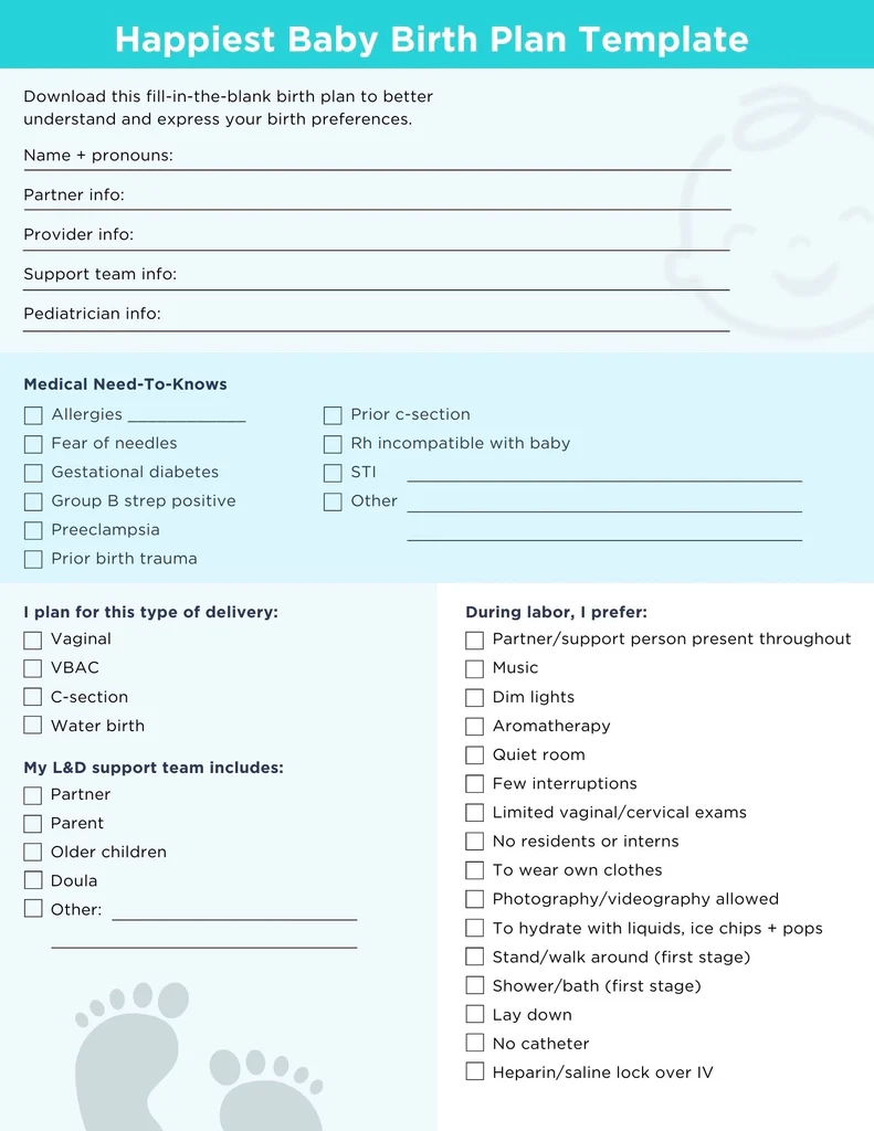 How To Write A Birth Plan Birth Plan Templates Happiest Baby