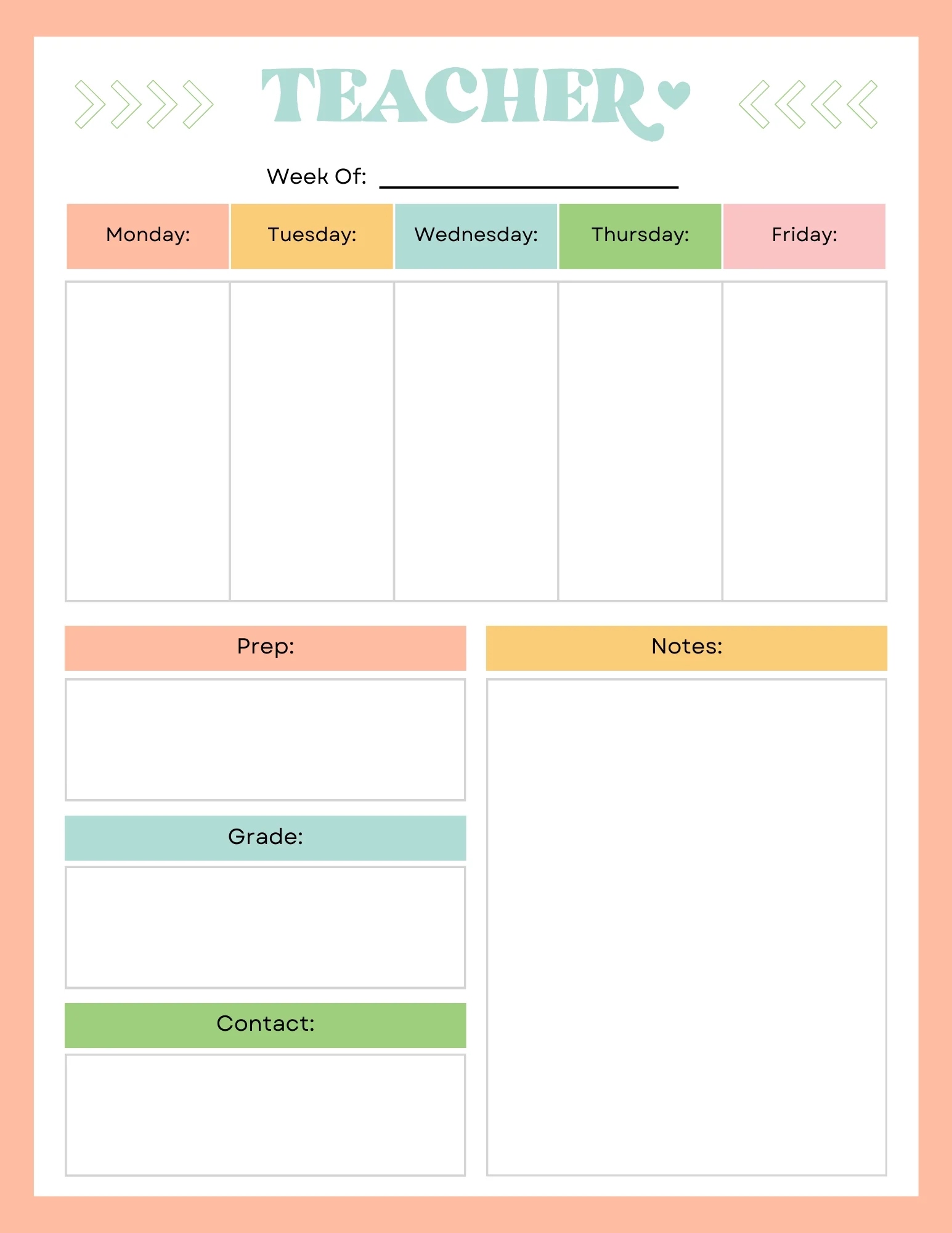 Instant Download Weekly Teaching Planner Rose And Clover Boutique