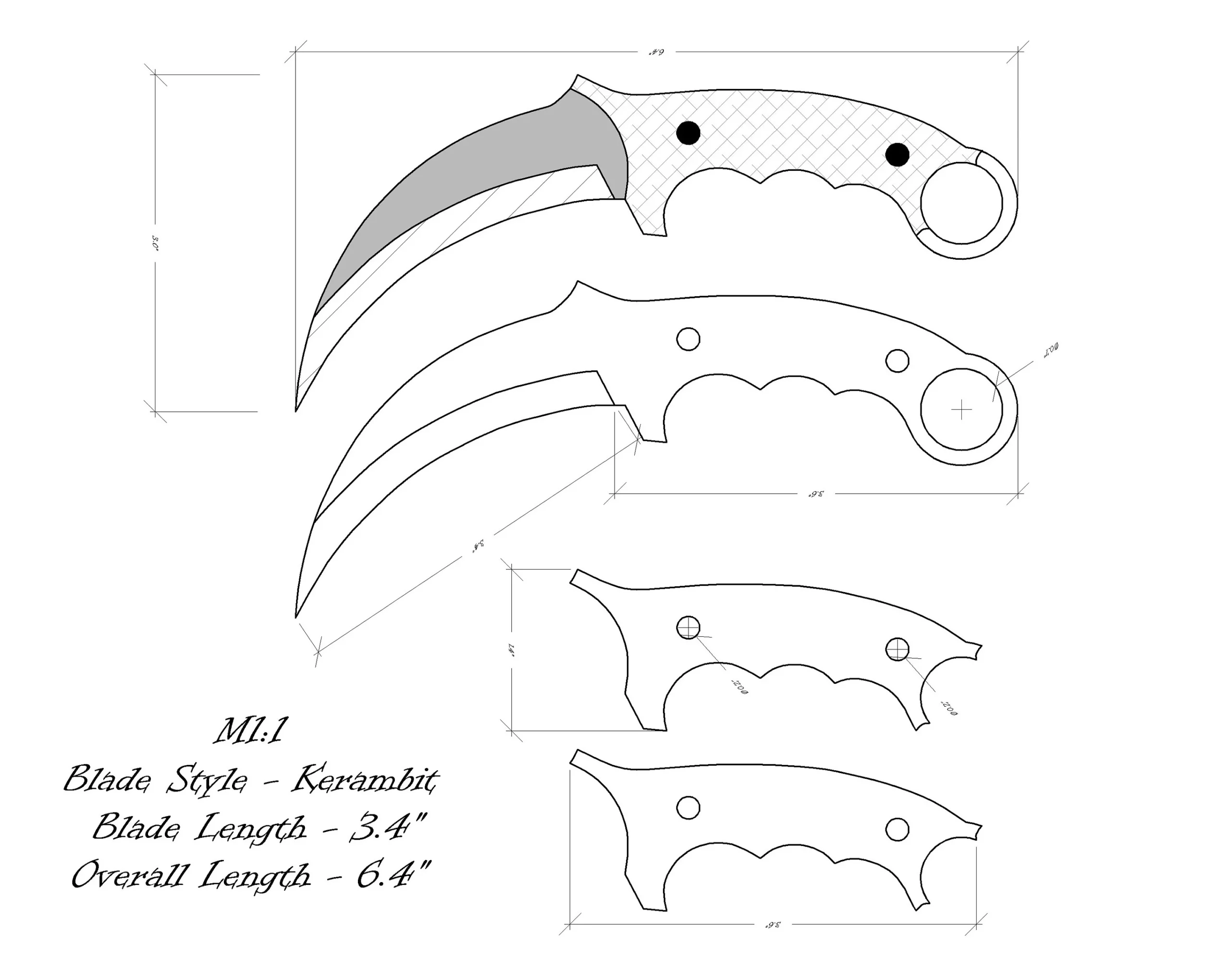 Knife Drawing knife Sketch knife Templates Printable custom Knife 