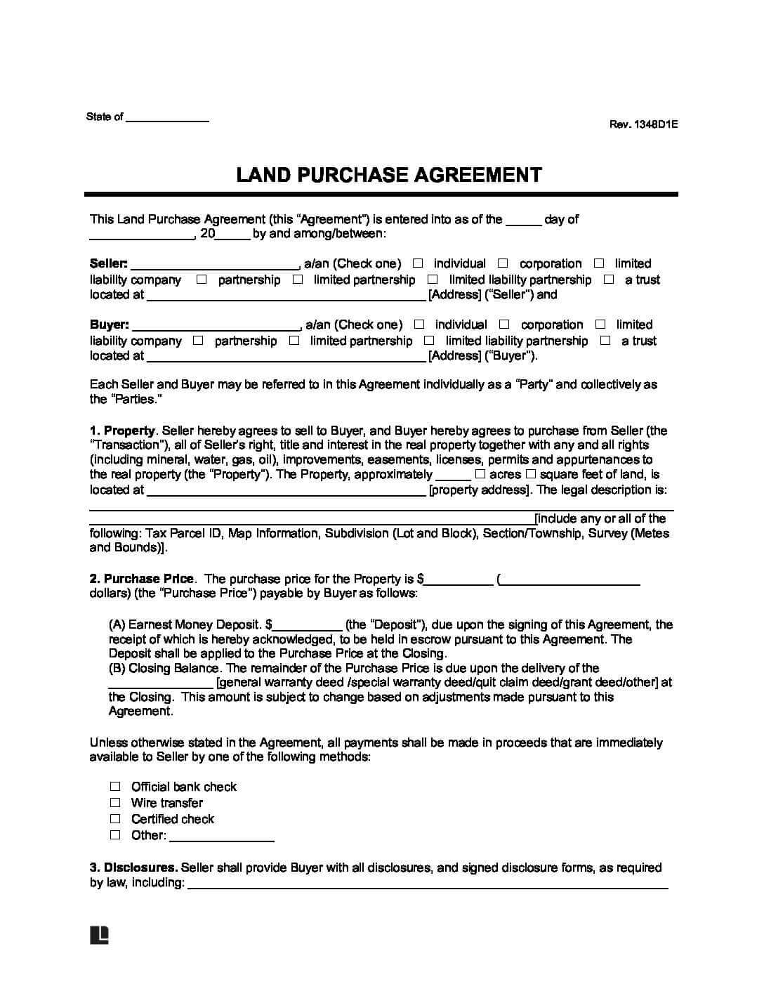 Printable Purchase And Sale Agreement Template