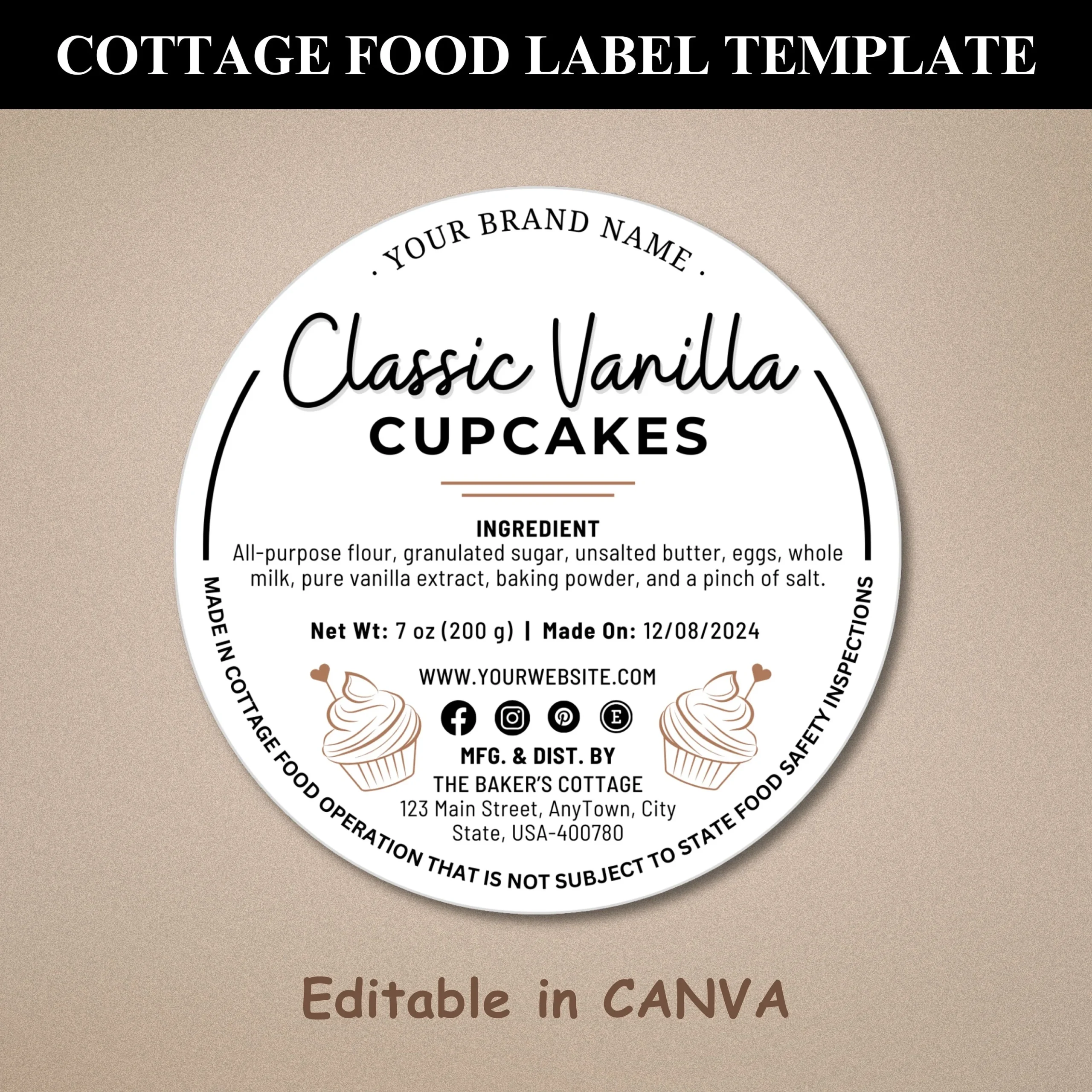 Printable Cottage Food Label Template