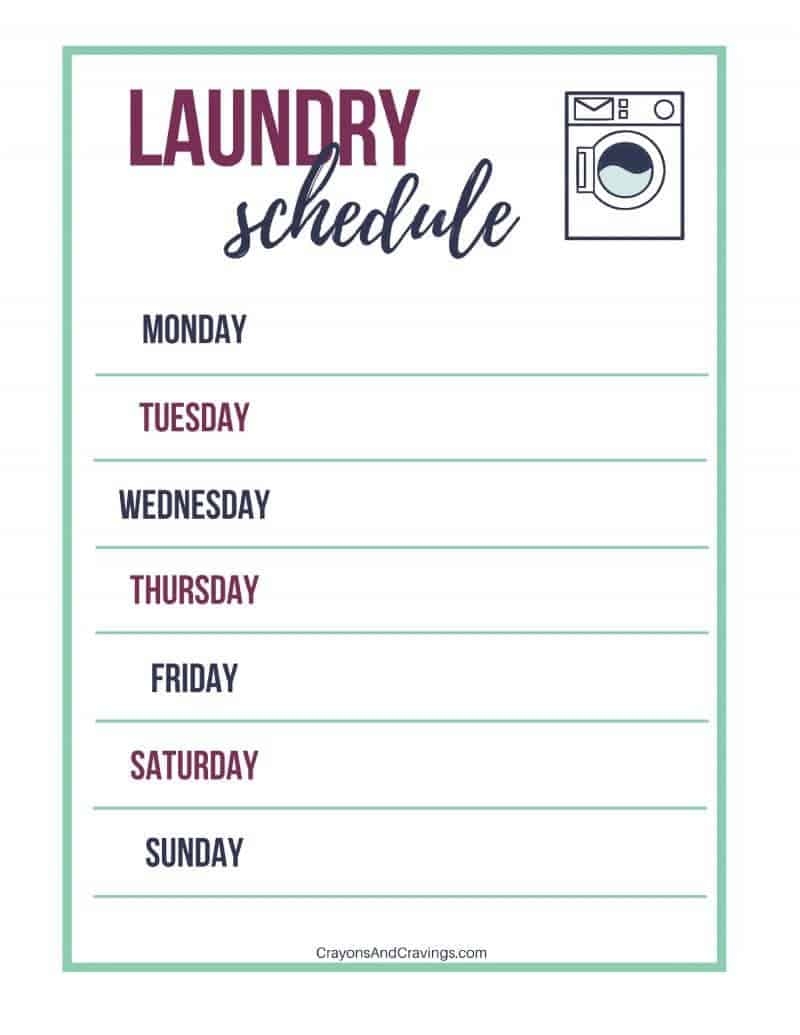 Free Printable Laundry Schedule Template