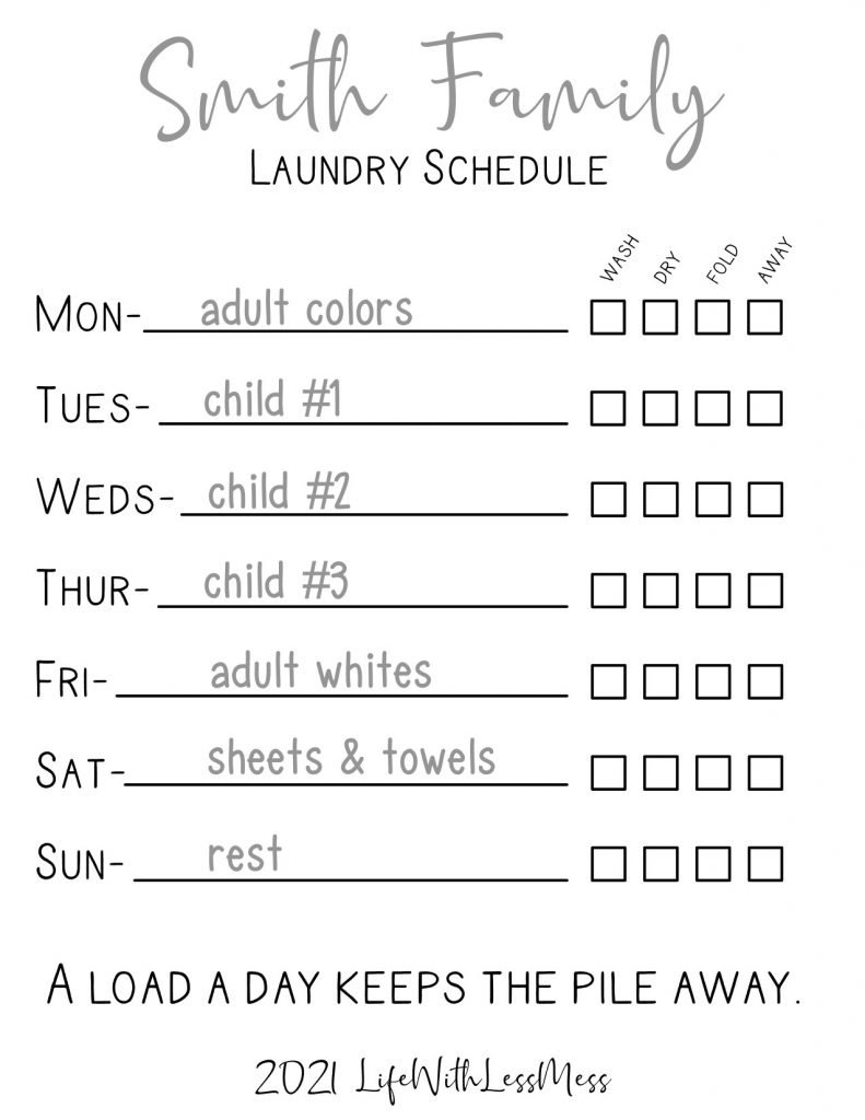 Laundry Schedule Printable Life With Less Mess Laundry Schedule Printable Life With Less Mess