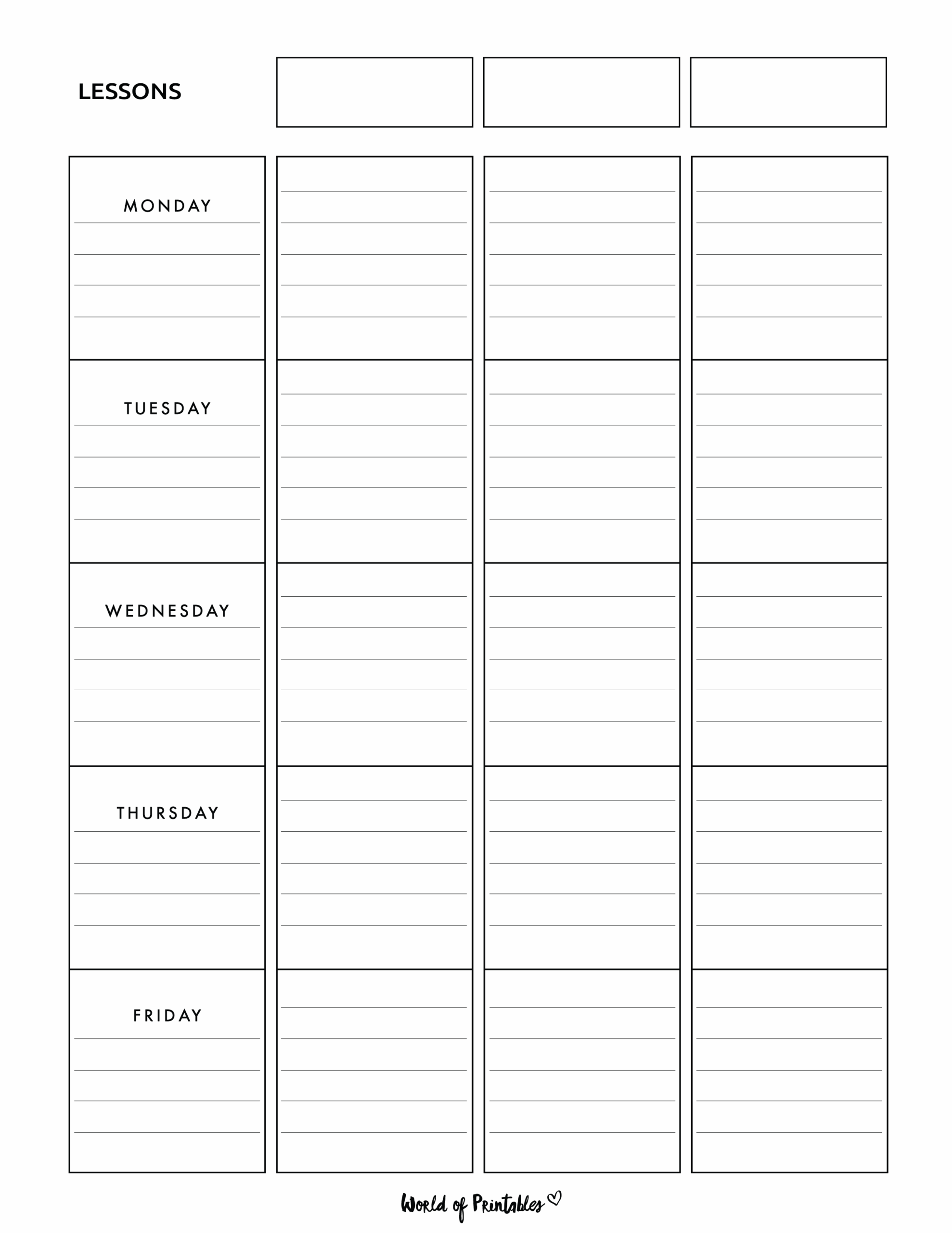 Free Printable Teacher Lesson Plan Template