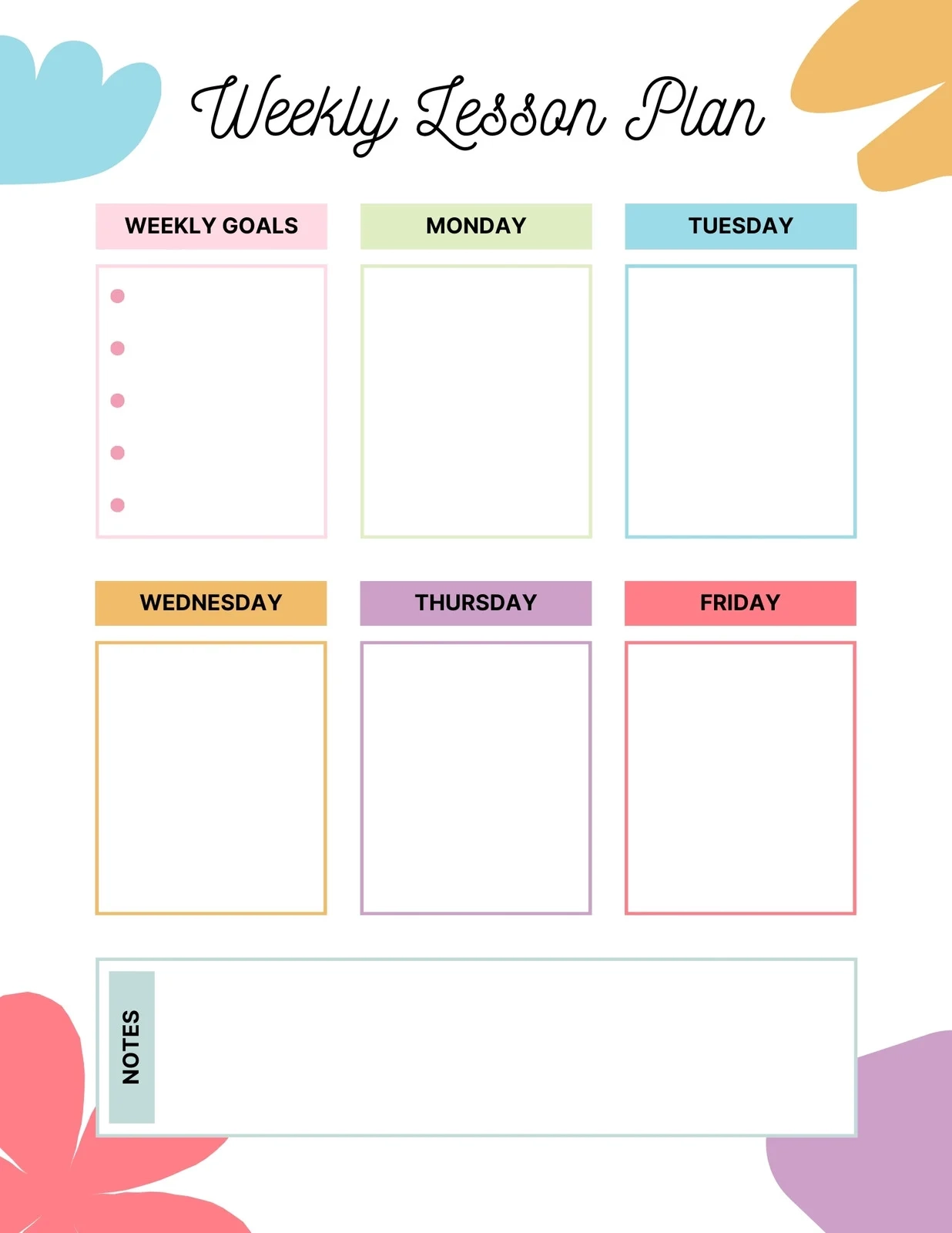 Lesson Plan Template Free Printable