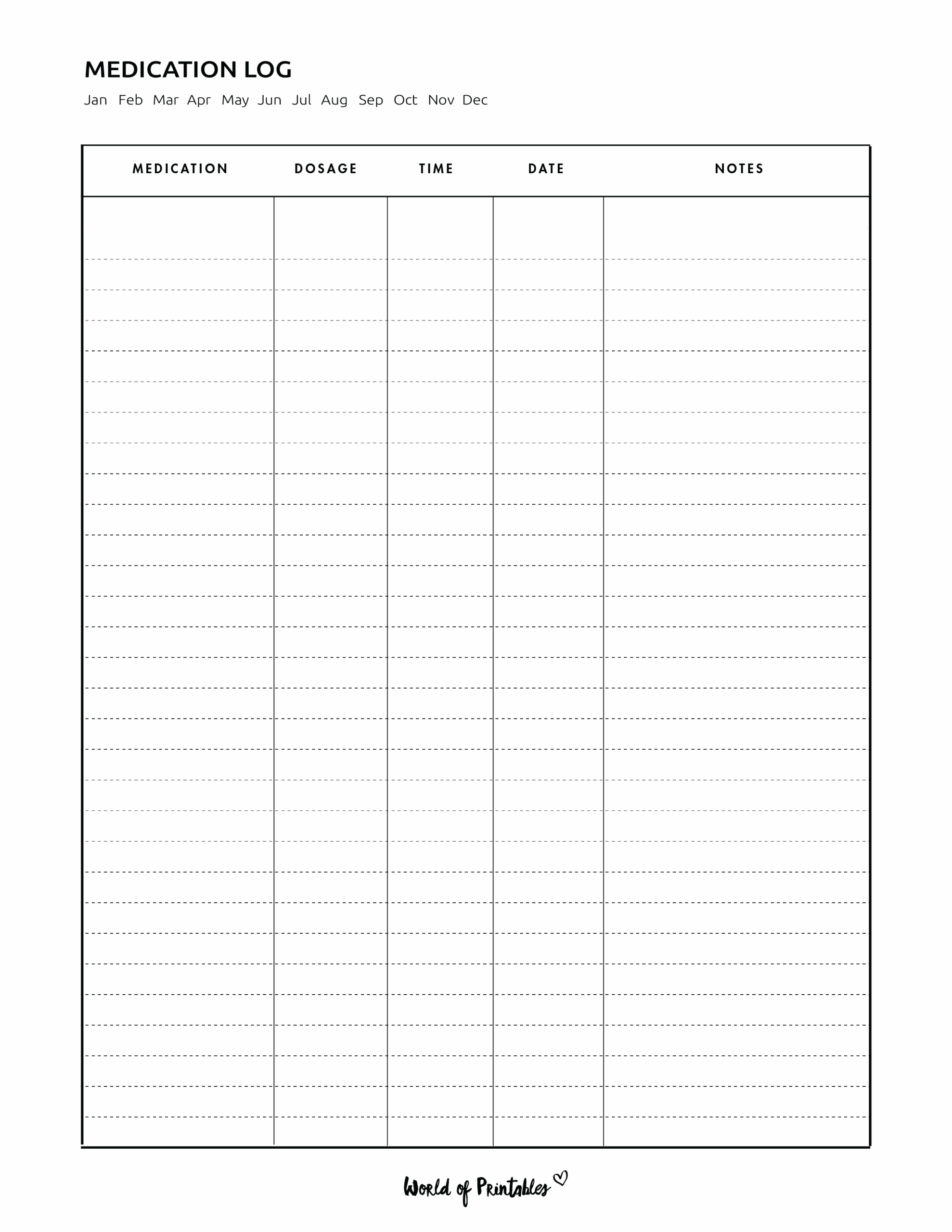 Medication Log 8 Of The Best Templates World Of Printables