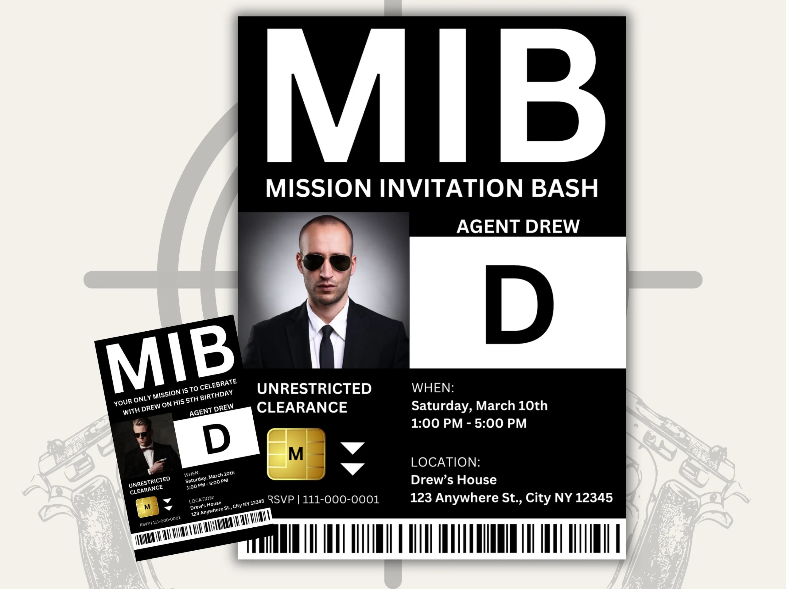 MIB Id Template Printable Id Badge Mib Personalized Men In Black