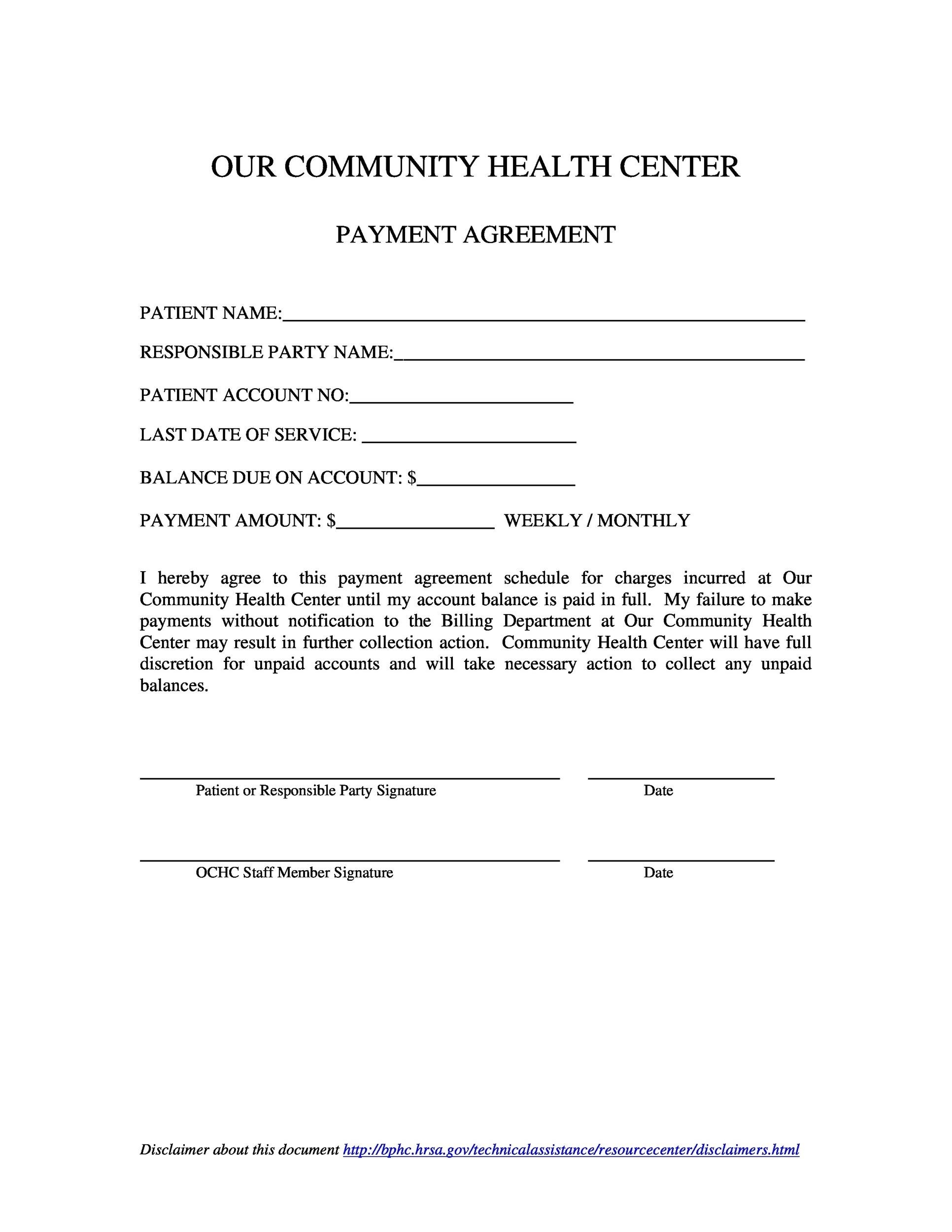 Printable Payment Plan Template