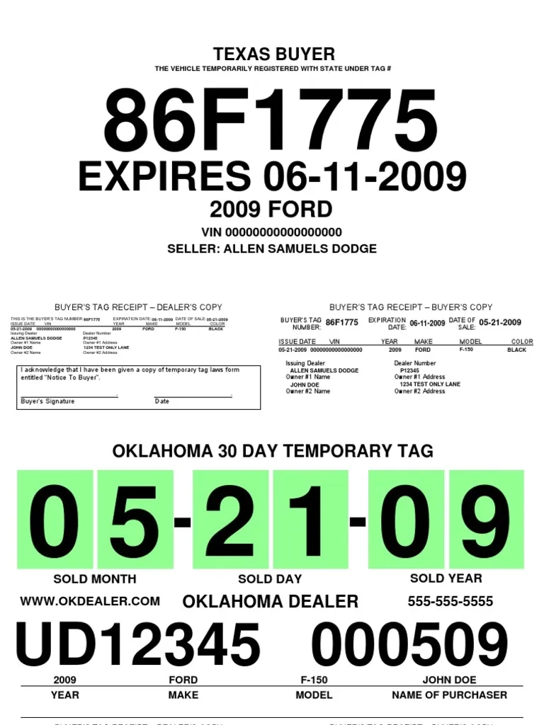 PDF Blank Printable Temporary License Plate Template PDF Land