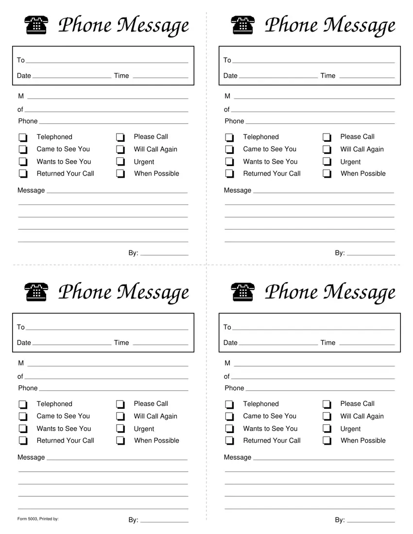Phone Message Template Printable