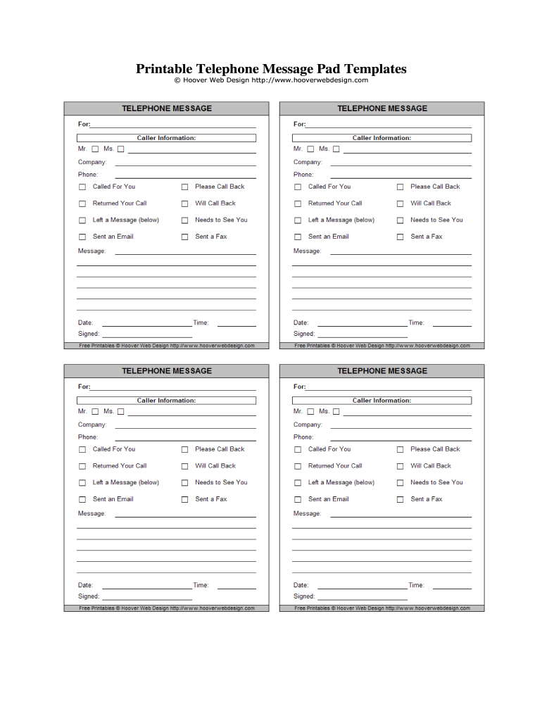 Phone Message Template Fill Online Printable Fillable Blank 