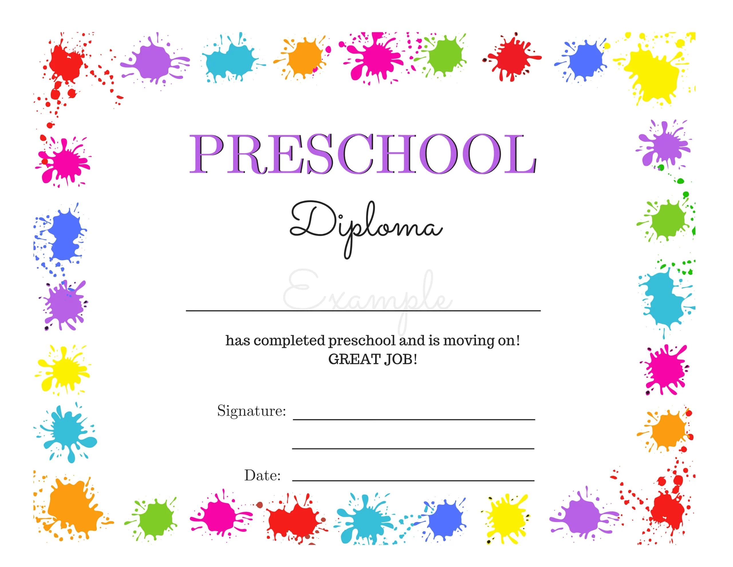 Printable Preschool Diploma