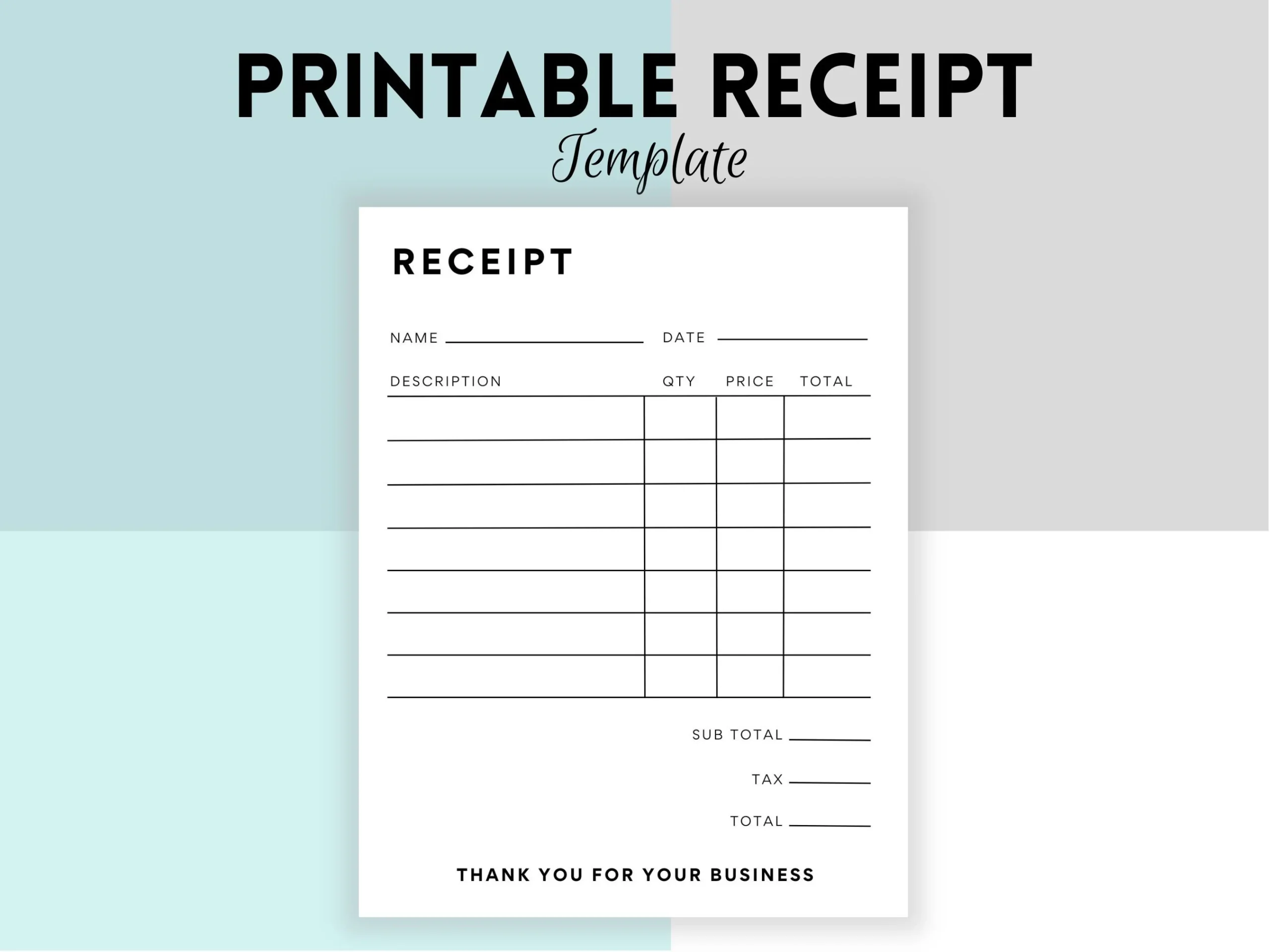 Printable Business Receipt Form Small Business Receipt Sales 