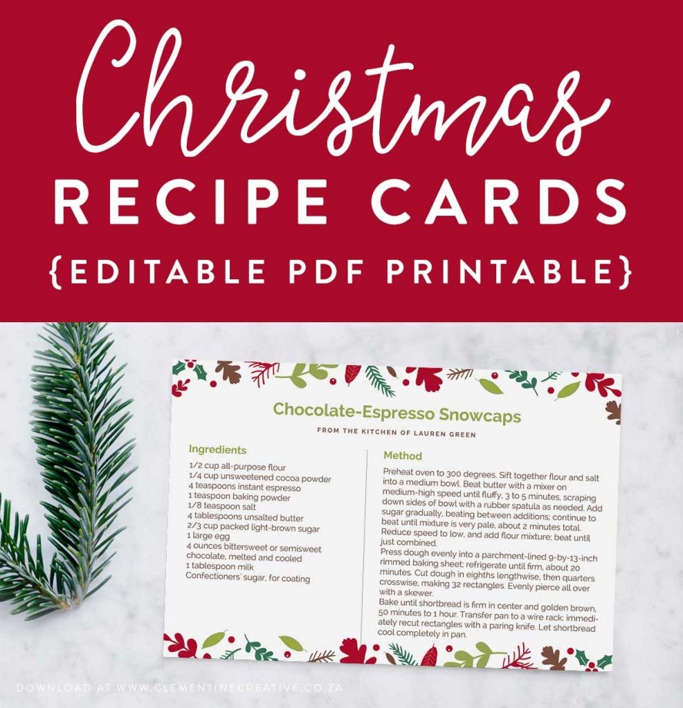 Free Printable Christmas Recipe Card Templates Free Printable Christmas Recipe Card Templates