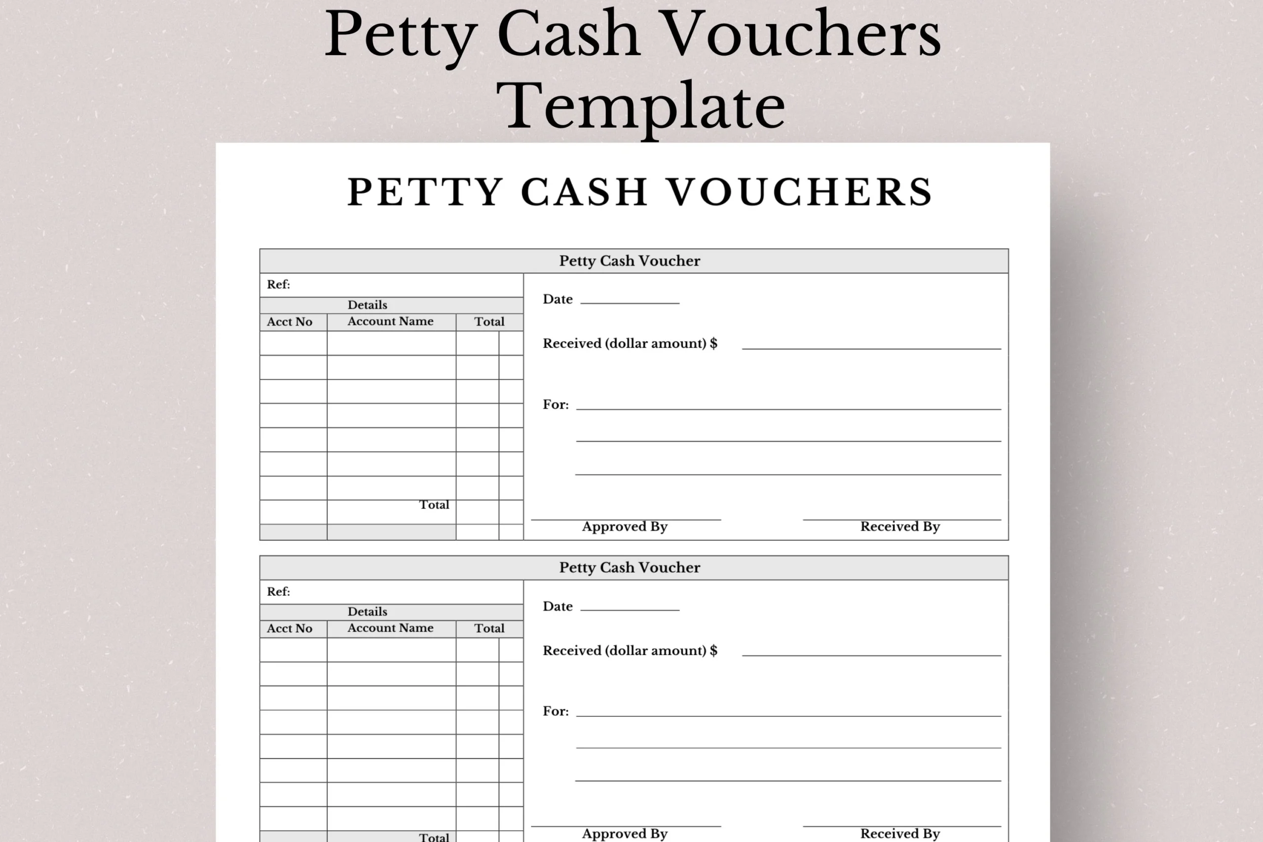 Printable Petty Cash Receipt Template Printable Petty Cash Receipt Template