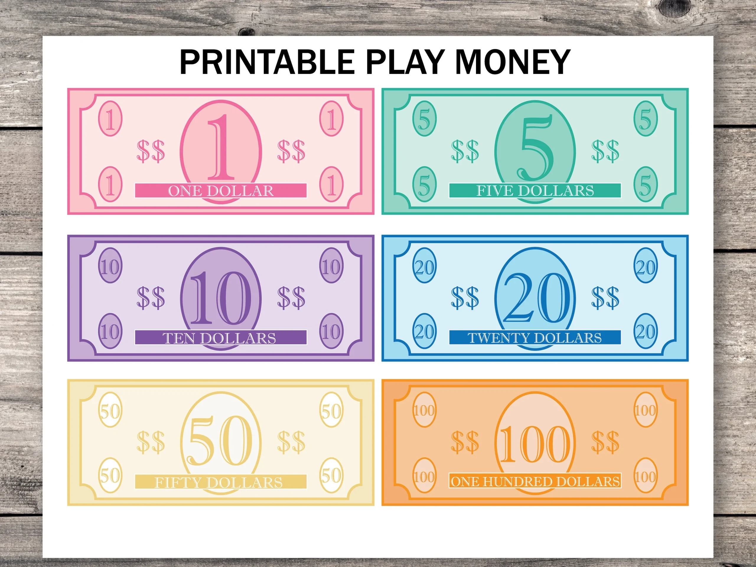 Play Money Template Printable