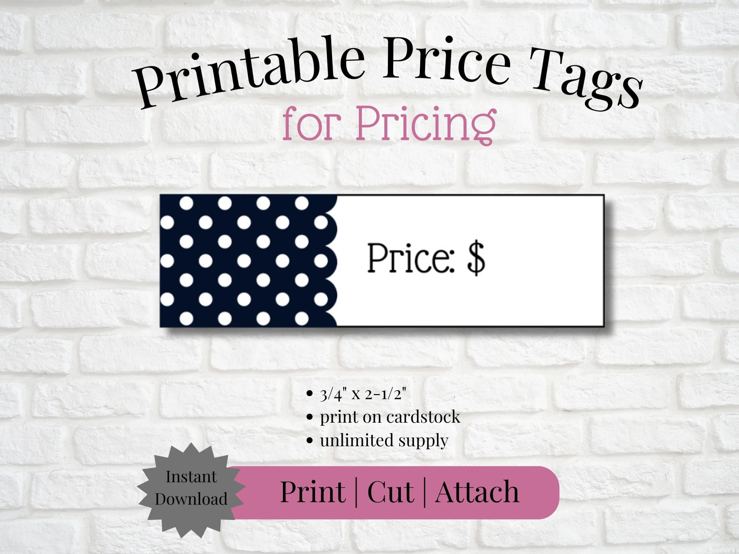 Printable Price Tags Instant Download Print Cut amp Attach To Handmade Item Craft Show Craft Fair Small Business