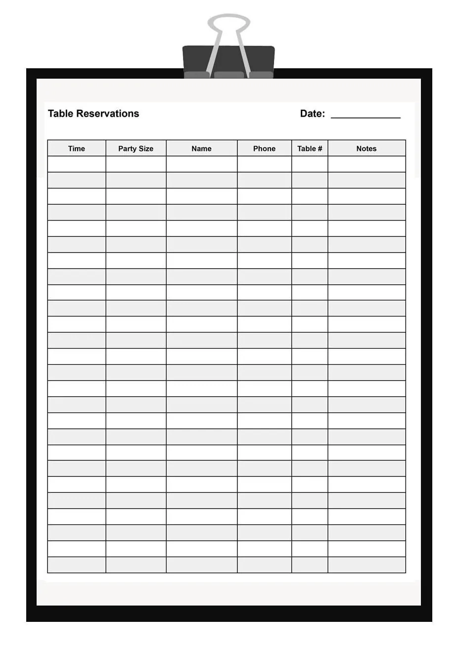 Printable Restaurant Table Reservation Form Restaurant Guest