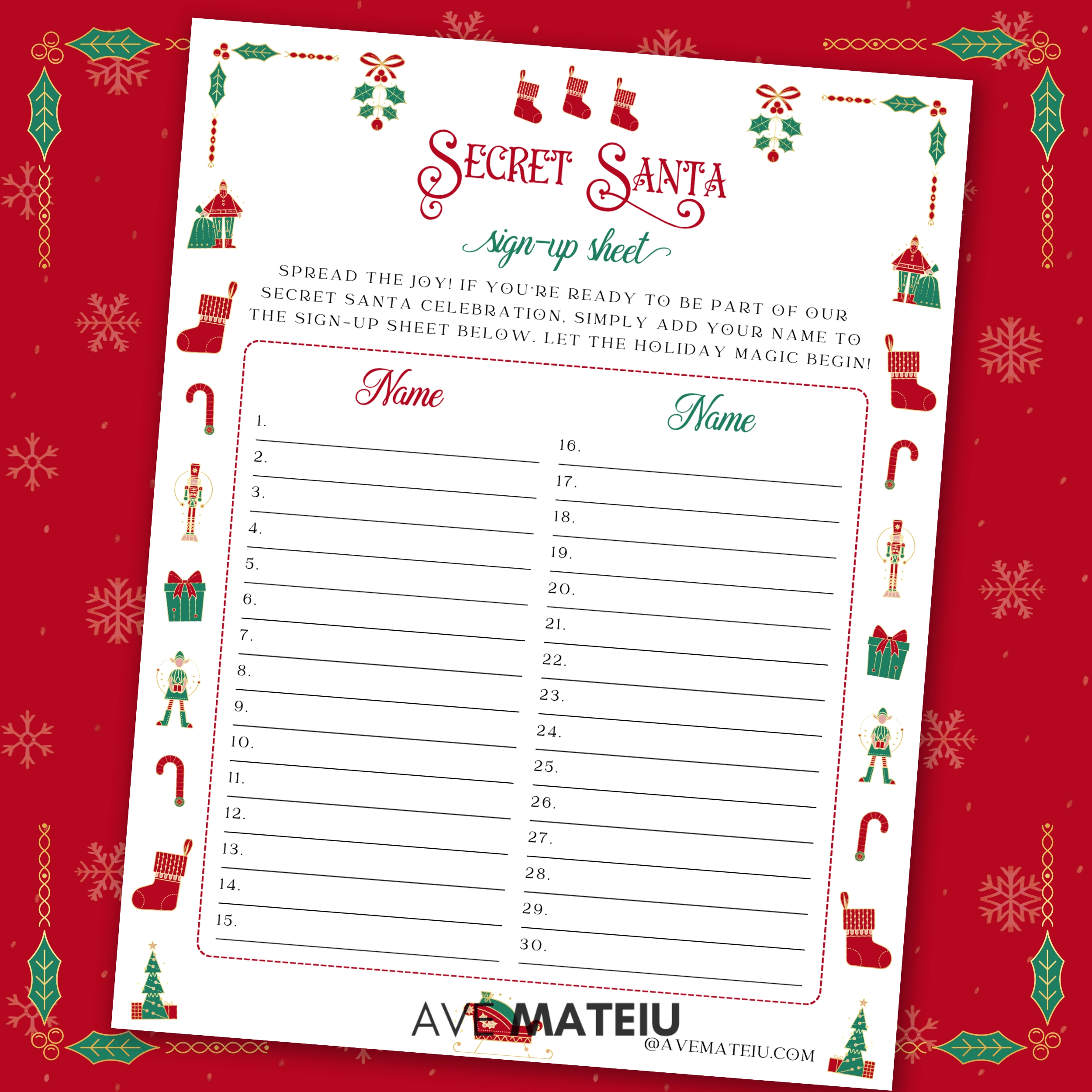 Printable Secret Santa Bundle Holiday Party Games amp Gift Exchange Kit