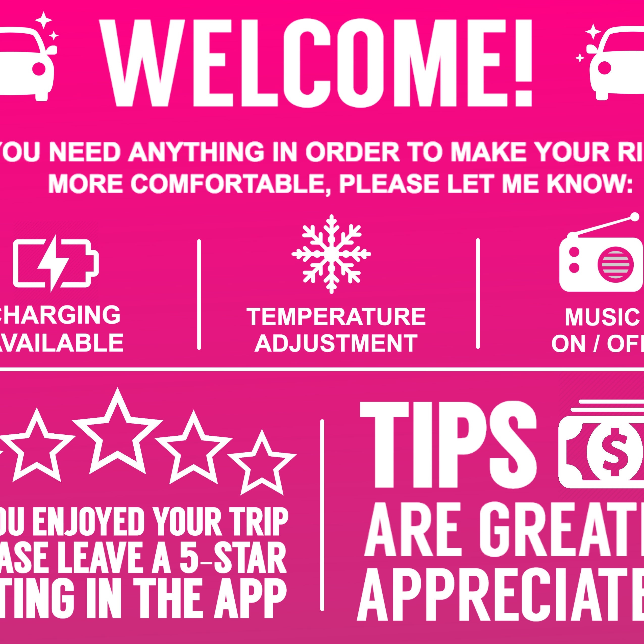 PRINTABLE Uber Tip Sign With Name DIGITAL FILE Ireland 