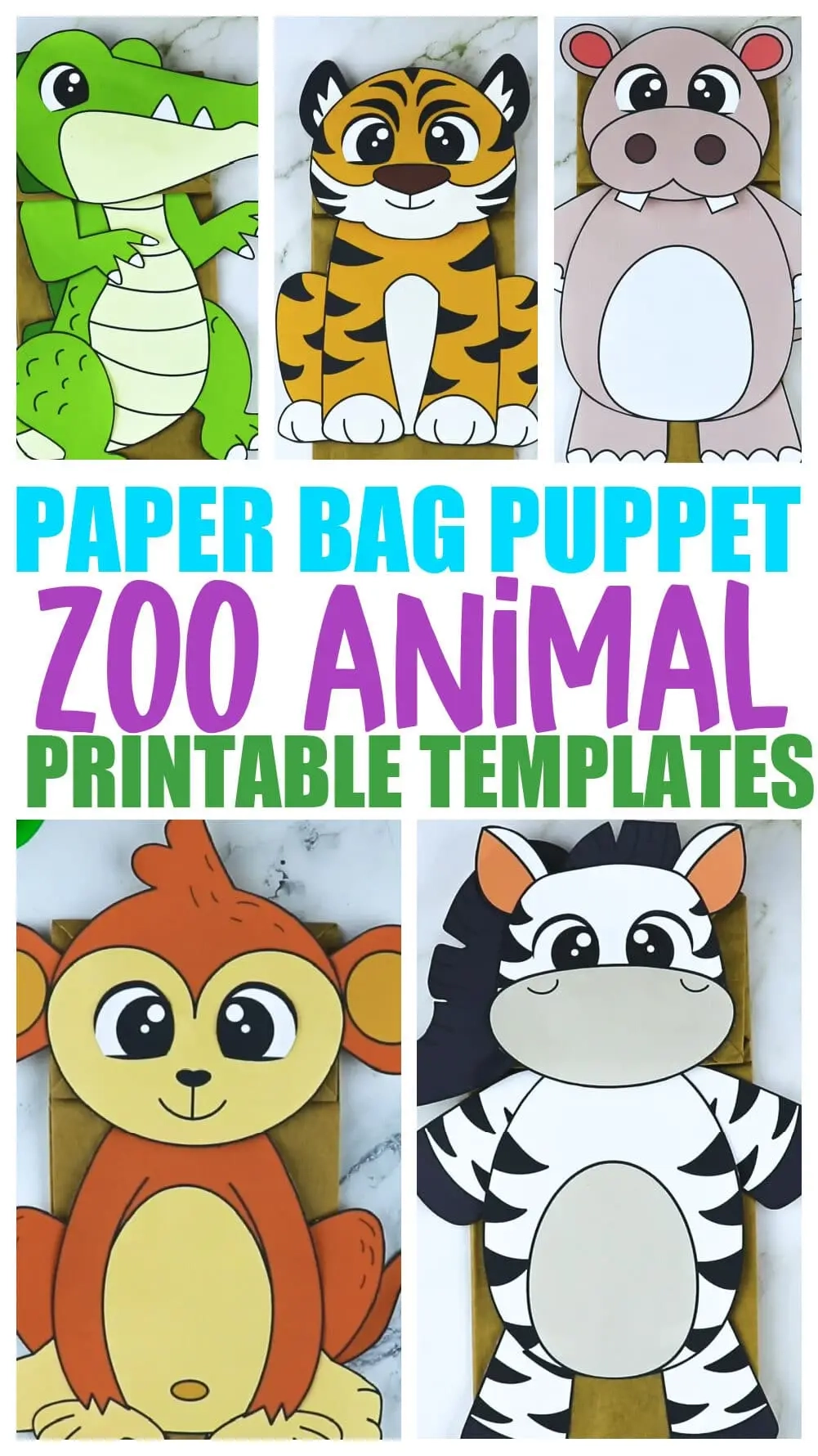 Printable Zoo Animal Puppet Craft Templates Simple Mom Project