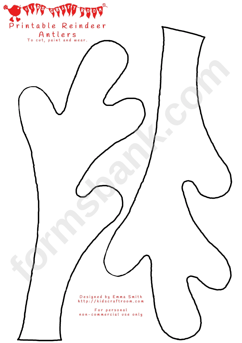 Printable Reindeer Antlers Template