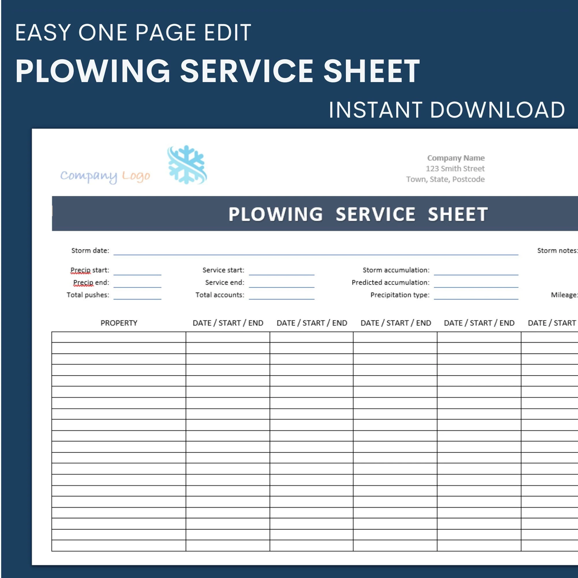 Snow Plowing Service Sheet Snow Removal Agreement Contract 