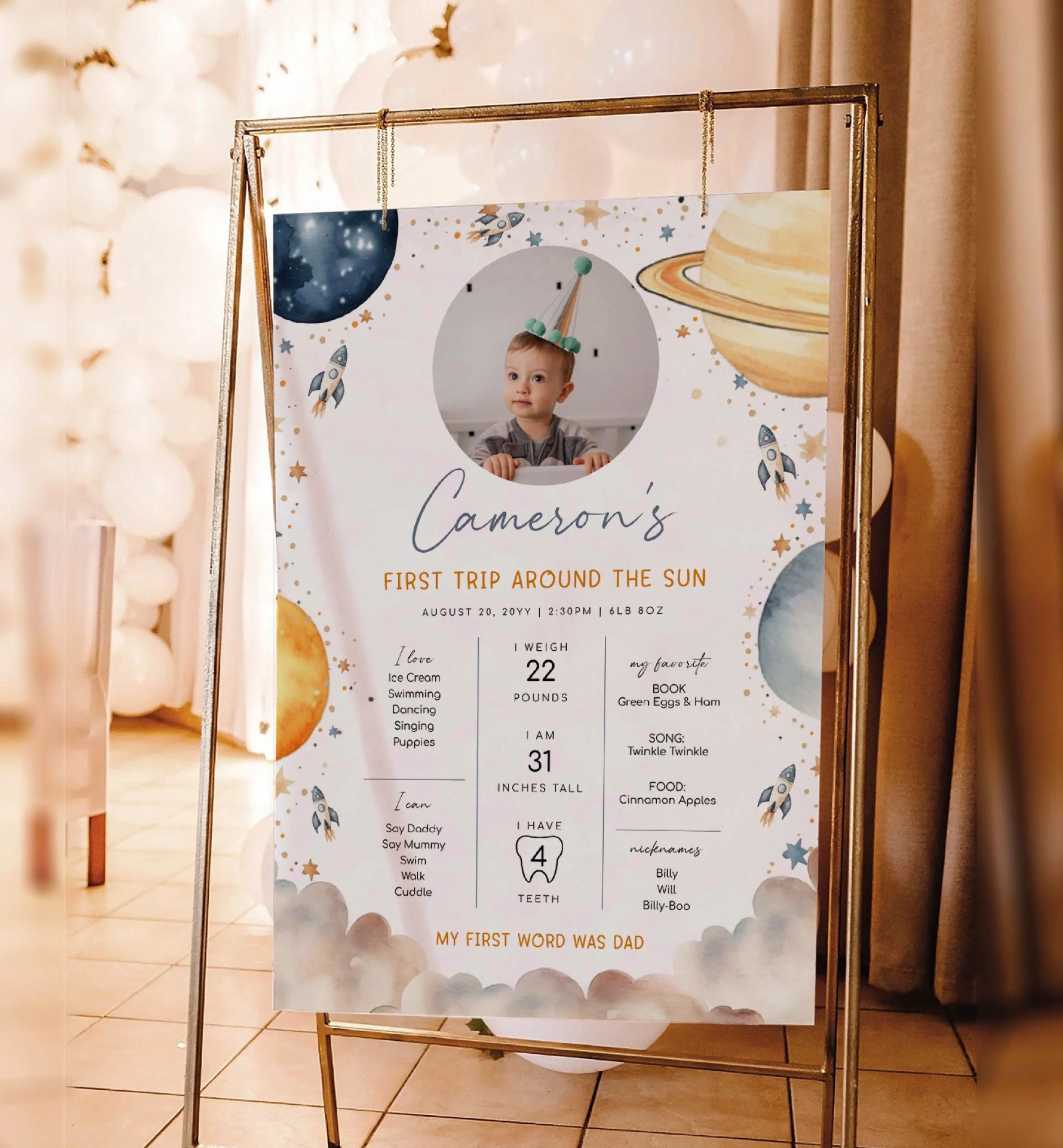 Printable First Birthday Milestone Poster Template Free