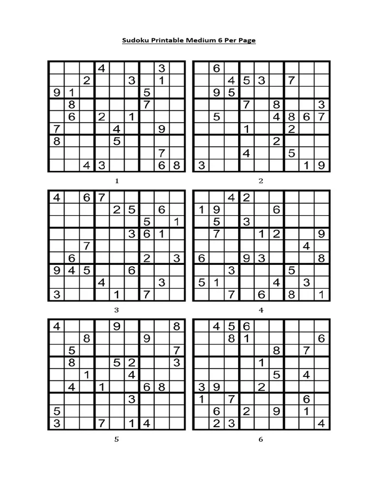 Sudoku Printables 6 Per Page
