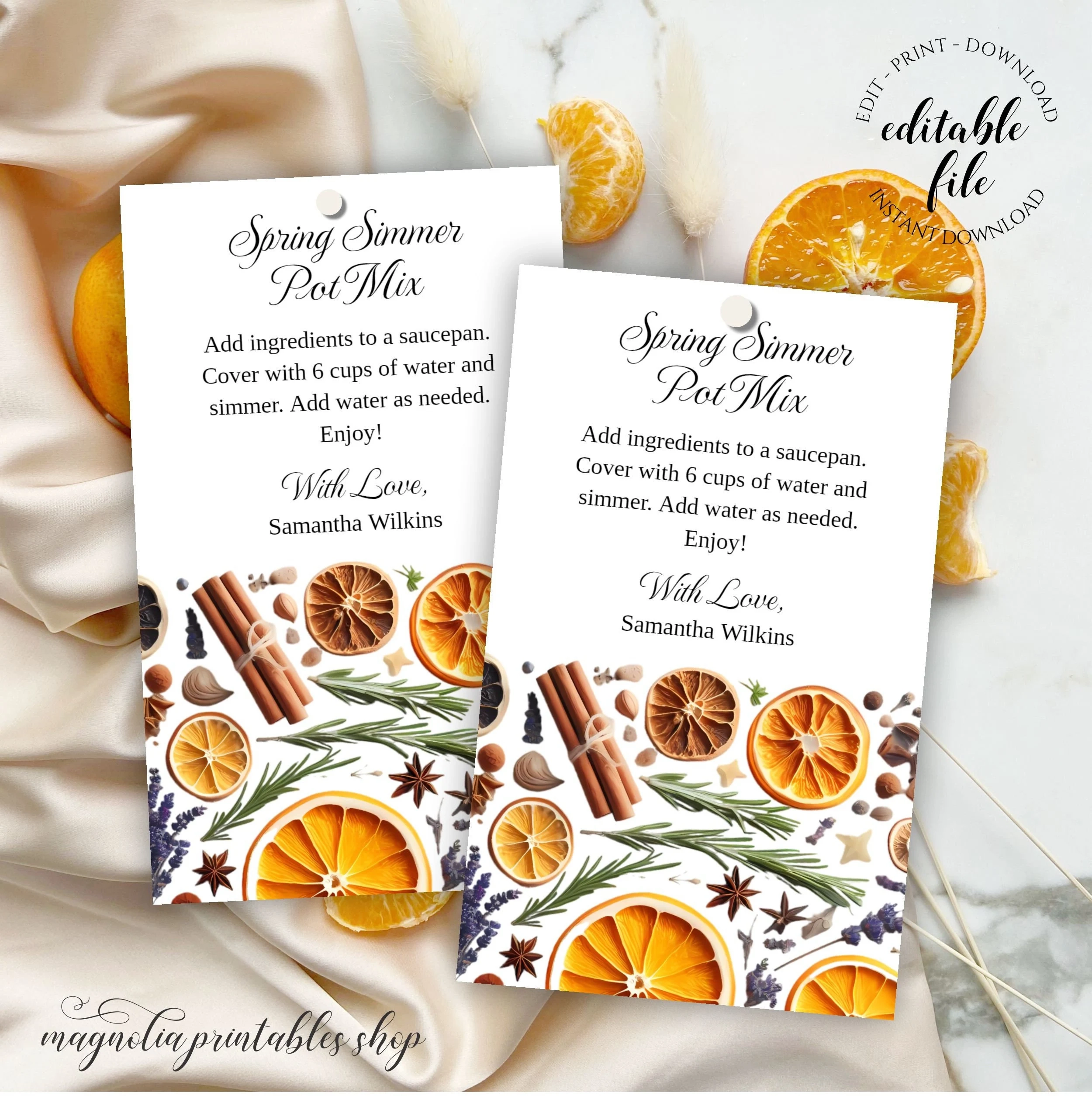 printable simmer pot tags