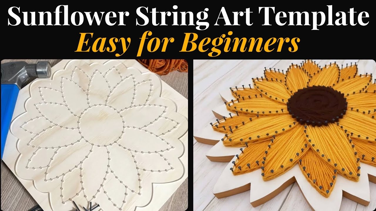 Sunflower String Art Template Perfect For Beginners Hammering Tutorial