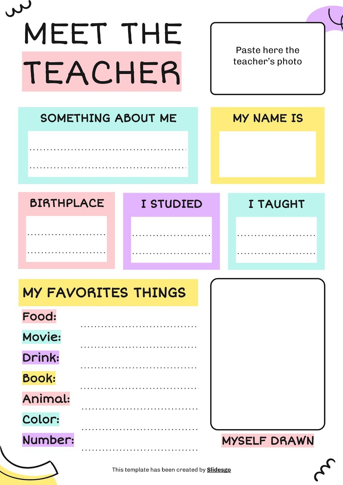 Supete Pastel Doodly Style Meet The Teacher Poster