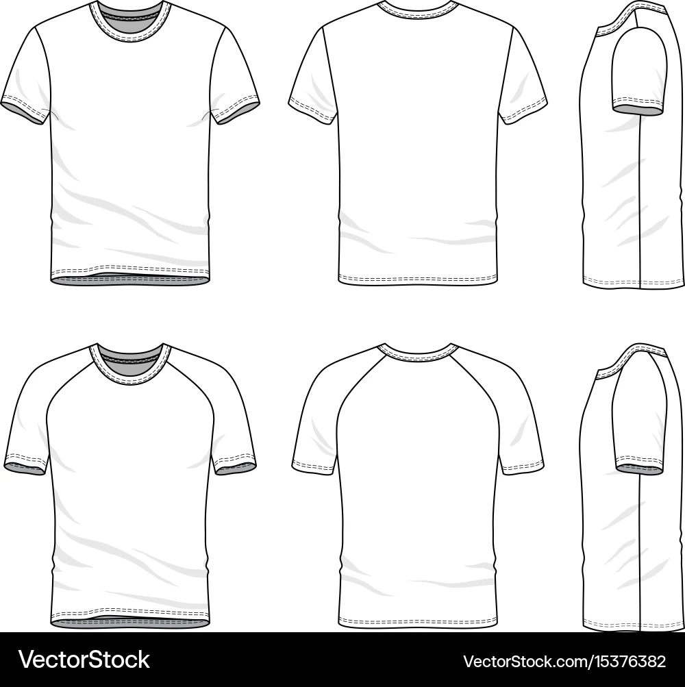 T Shirt Templates Front Back Side Views Vector Image