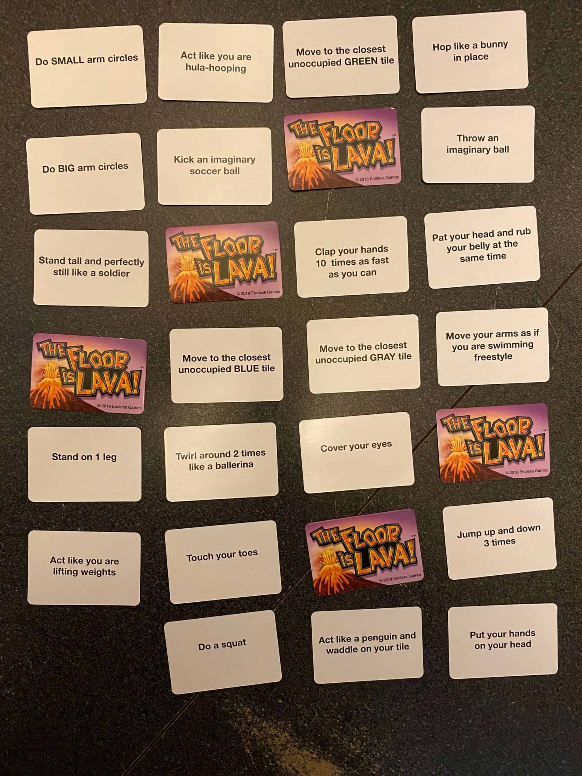 The Floor Is Lava Challenge Cards Printable
