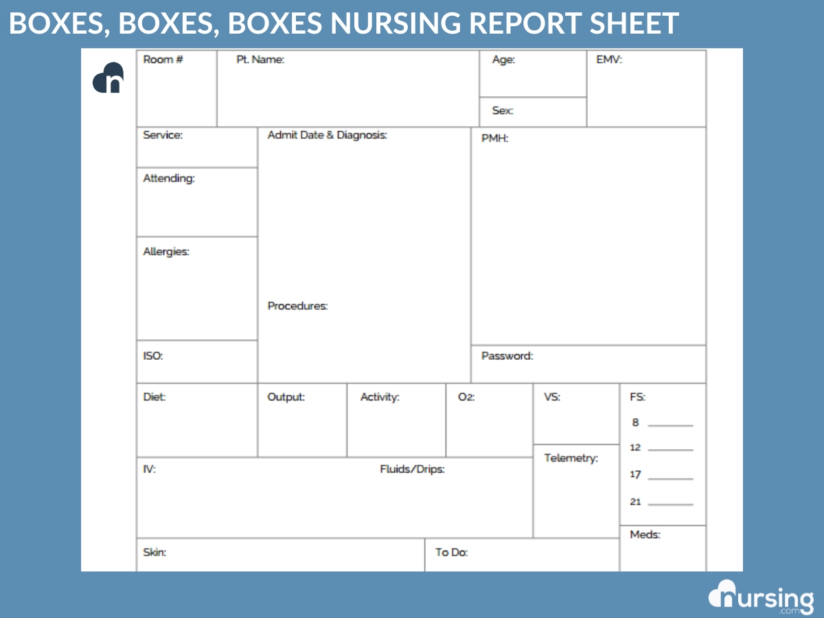 Printable Nurse Report Sheet Template