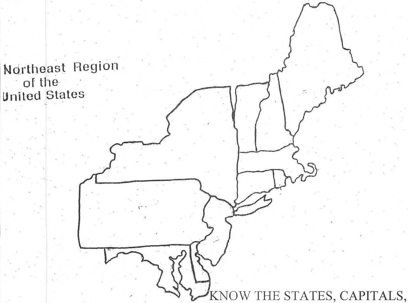 Northeast Region Printable Map