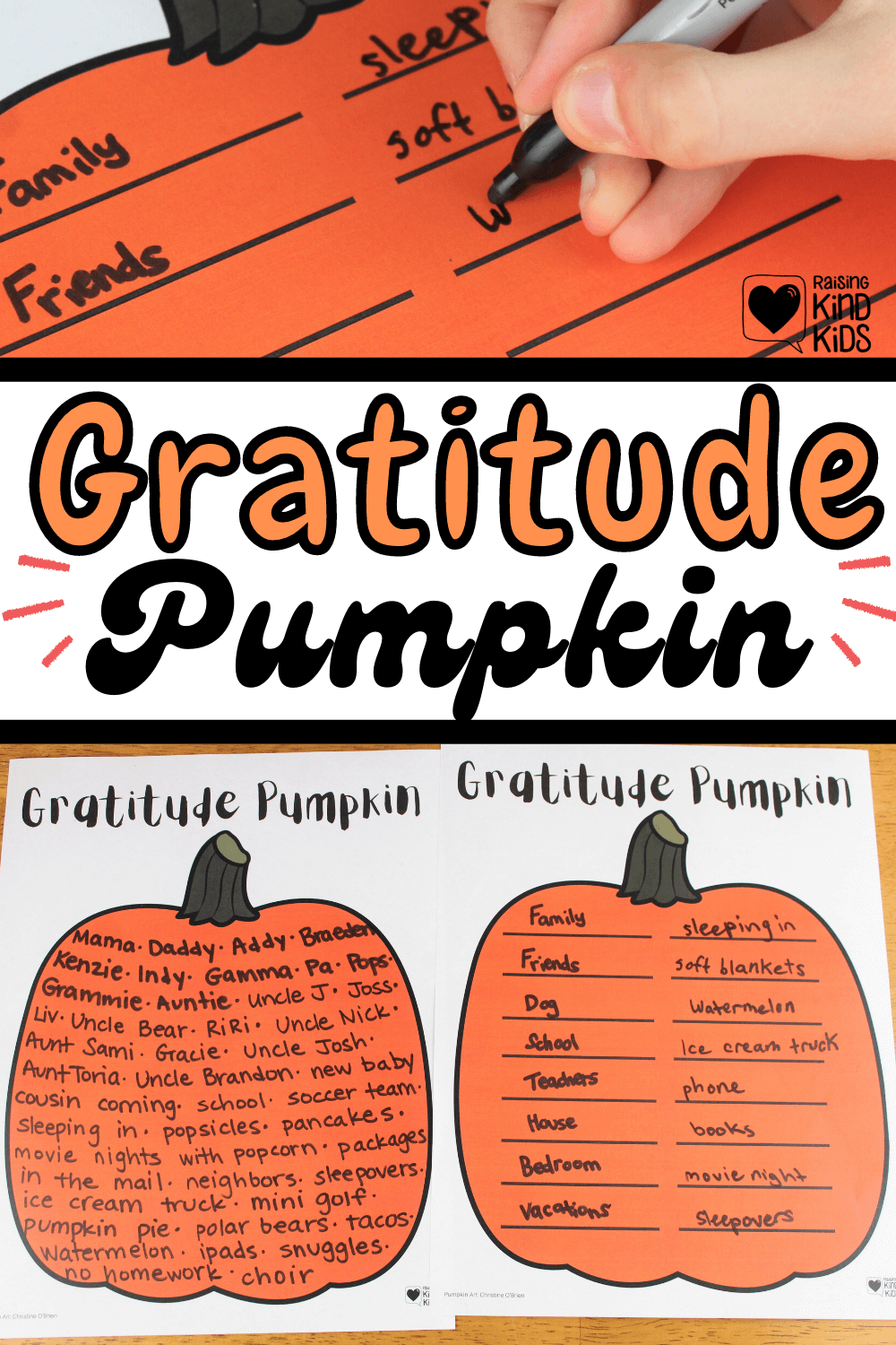 Gratitude Pumpkin Template Printable