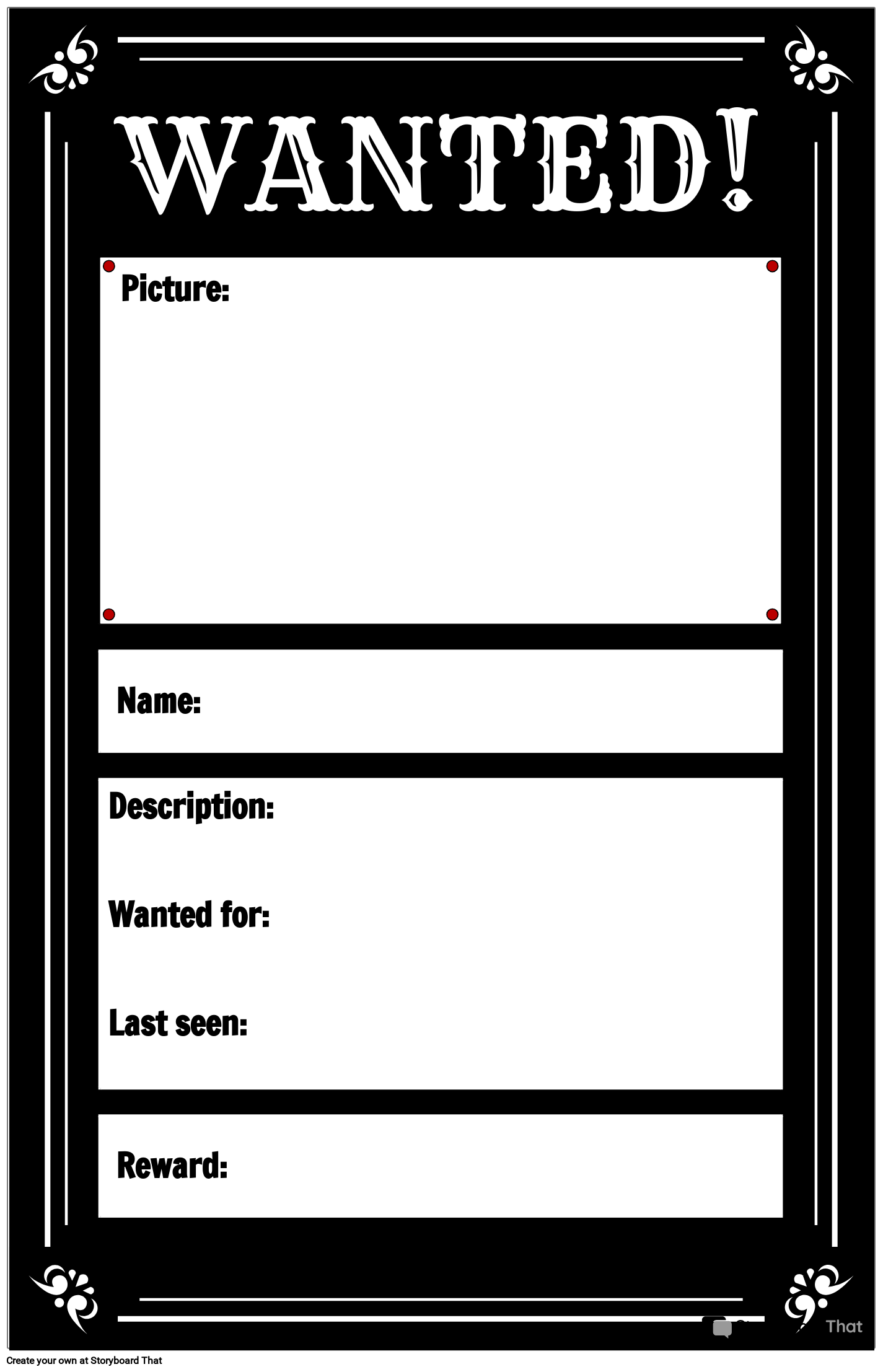 Wanted Poster 7 Storyboard Von Poster templates