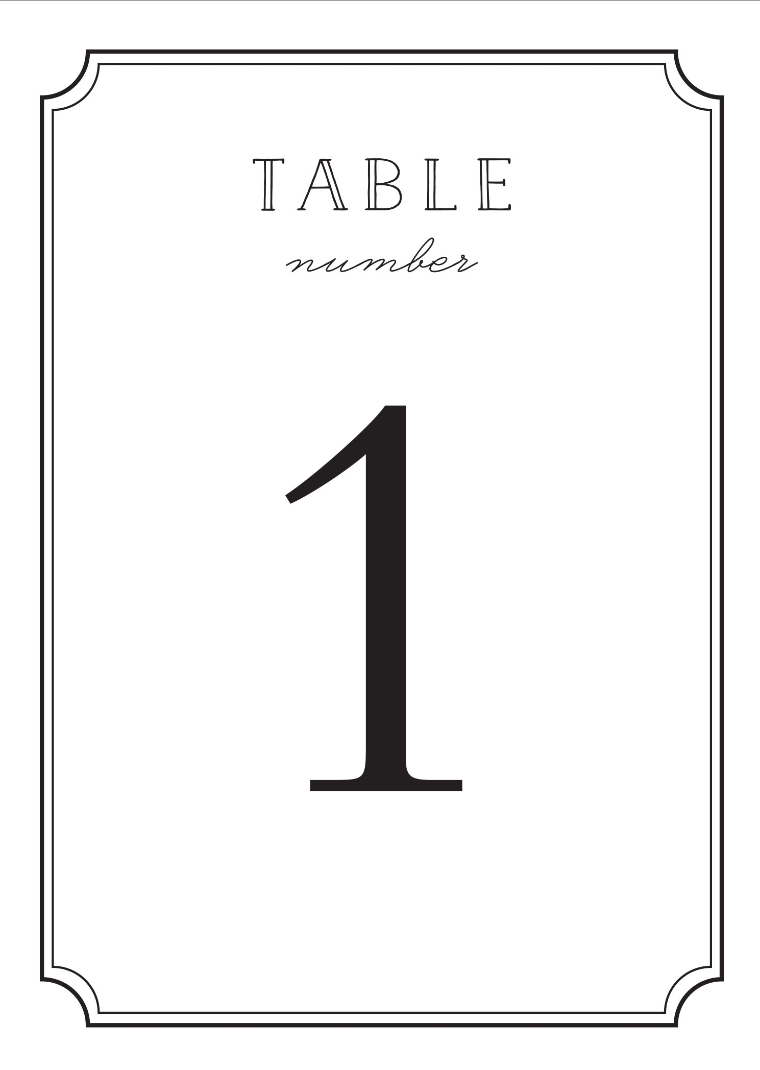 Printable Table Number Template