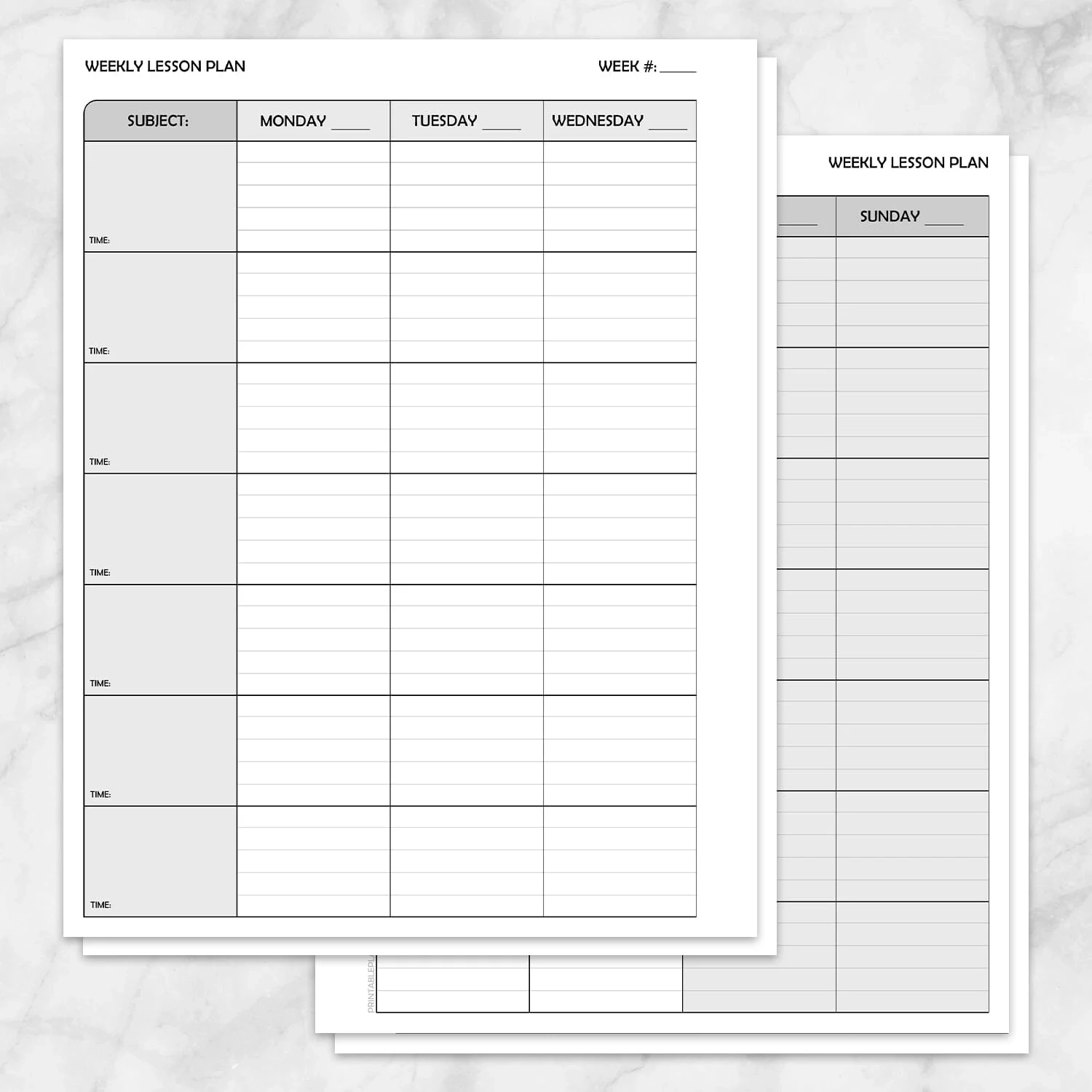 Printable Teacher Weekly Planner Template